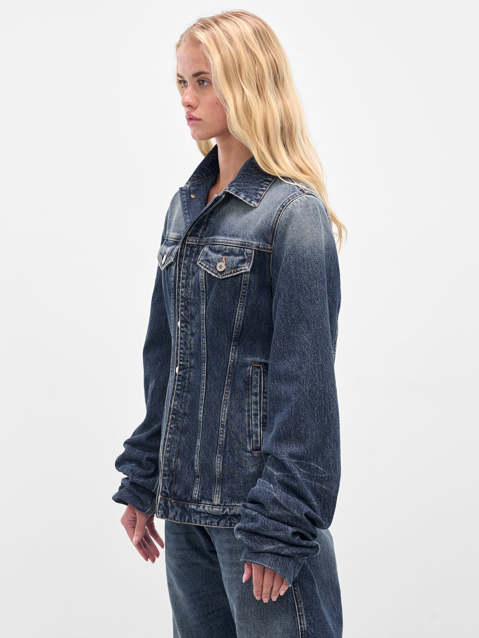 Blue Oversized Sleeves Denim Jacket - 2