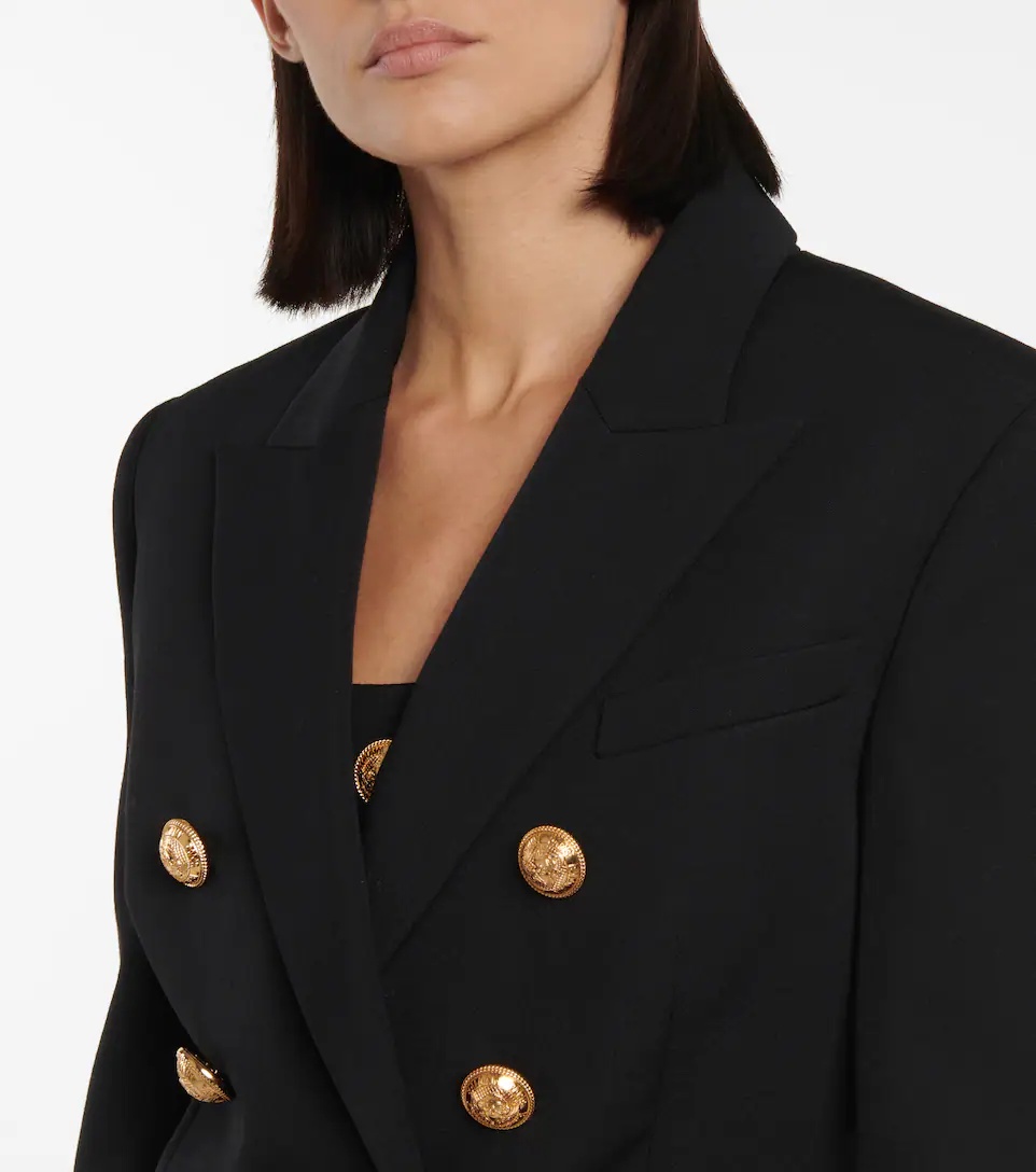 Double-breasted wool blazer - 4