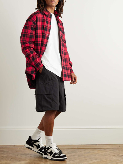 Off-White Logo-Embroidered Padded Checked Cotton-Flannel Overshirt outlook
