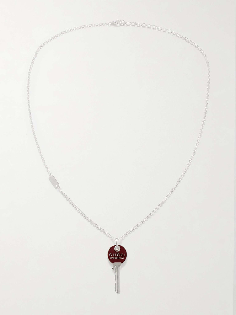 GUCCI Trademark Sterling Silver and Enamel Pendant Necklace outlook