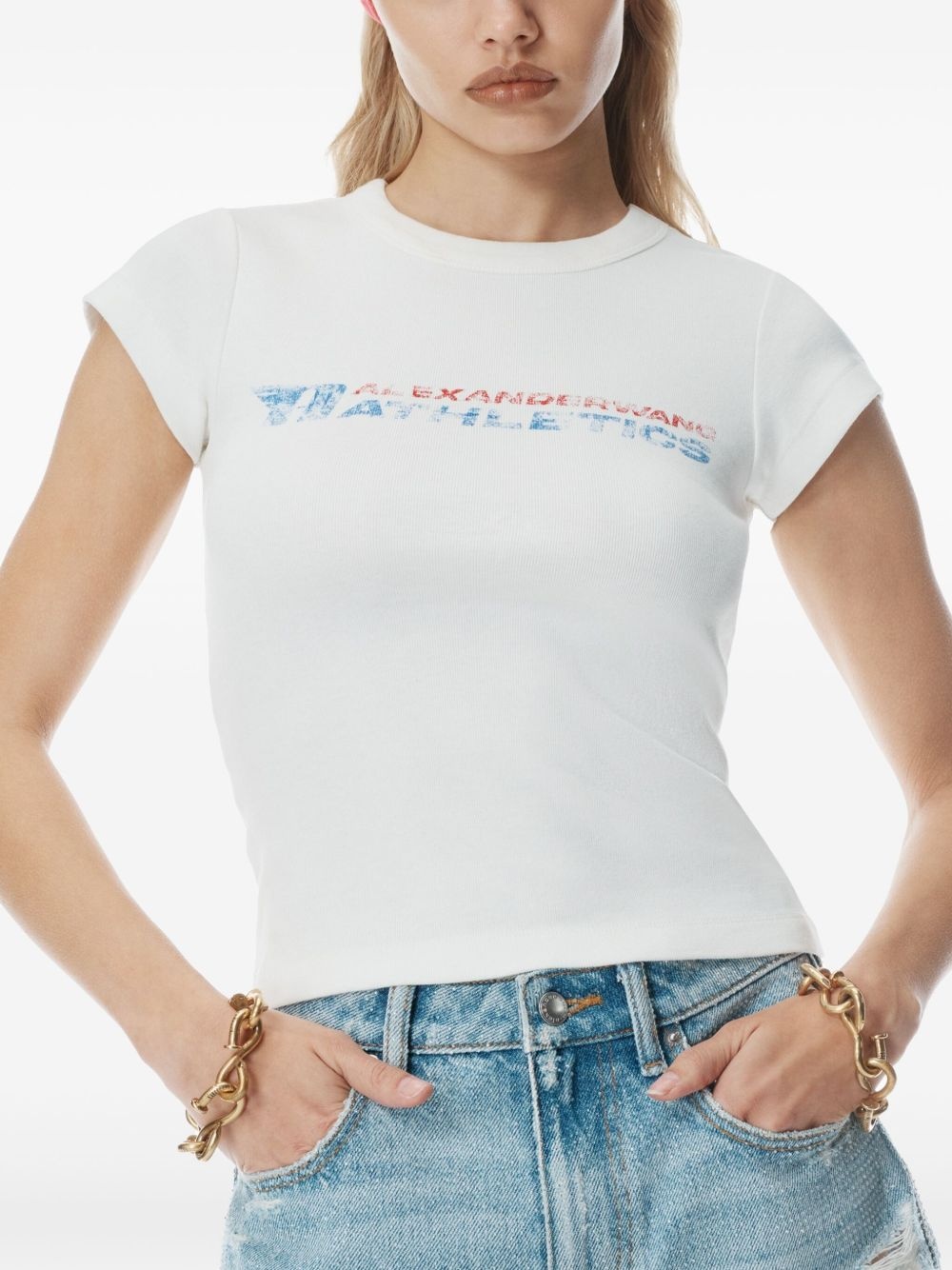 faded logo-print T-shirt - 5