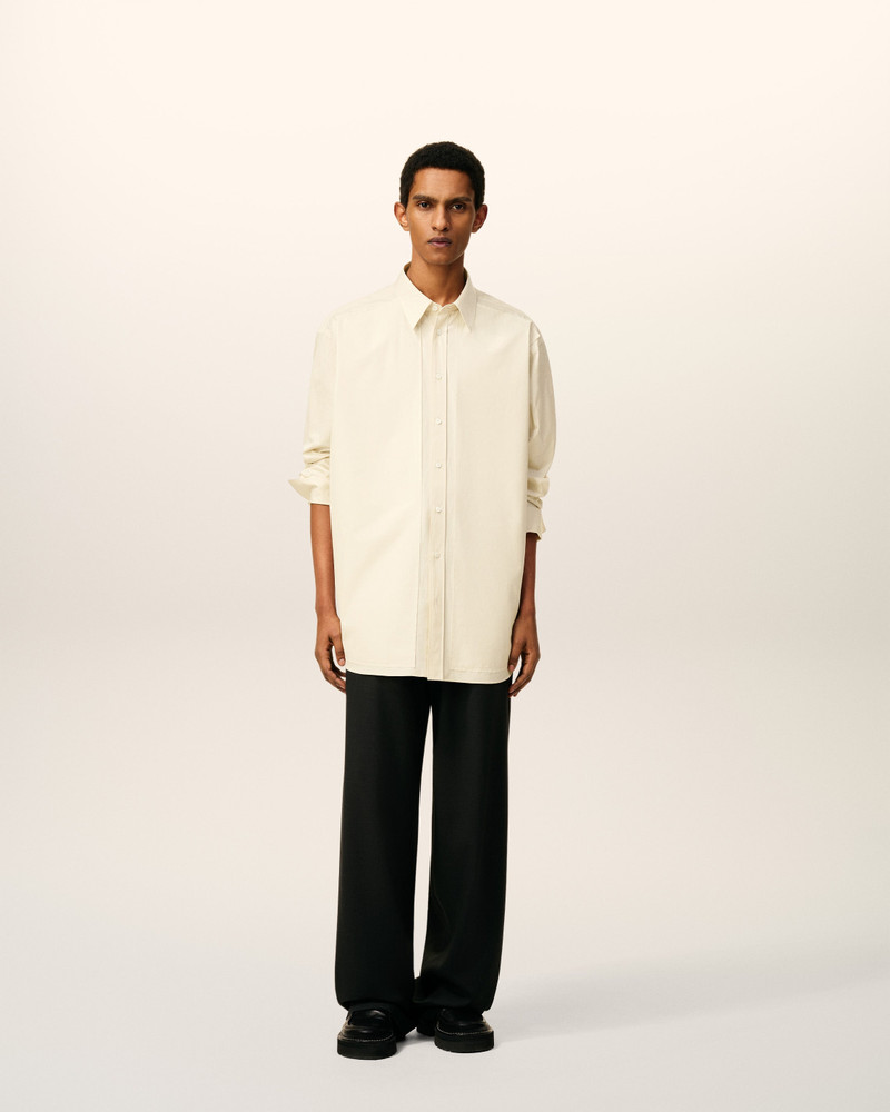 WHITE COTTON RAW EDGED STITCHING OVERSIZED SHIRT 5