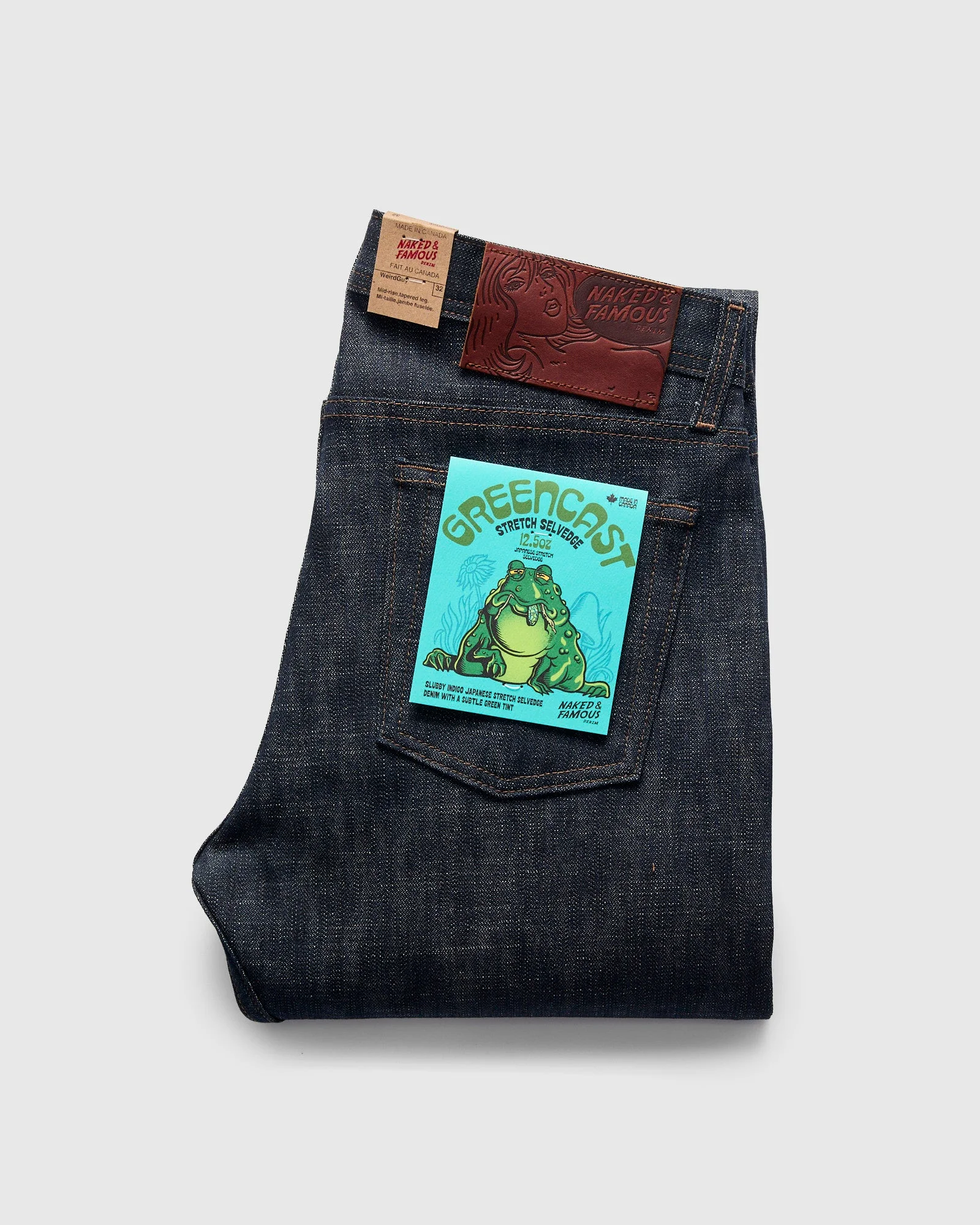 "Greencast Slub Stretch" 12.5oz Selvedge Denim - Weird Guy Fit - 1