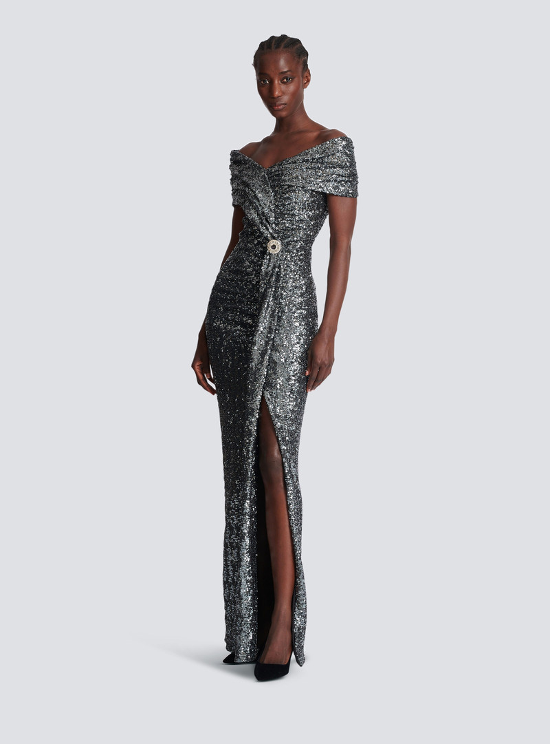 Long draped sequin dress 3