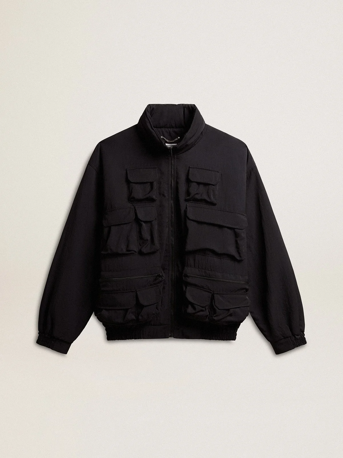 Black multi-pocket windcheater - 1