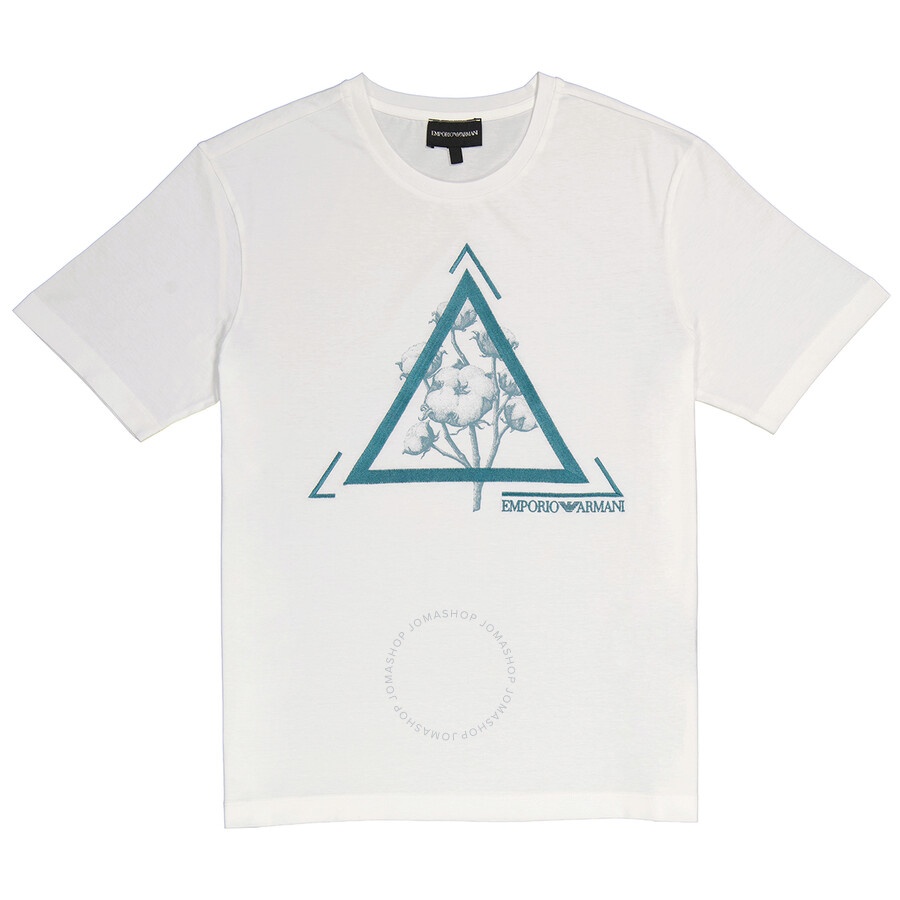 Emporio Armani White Logo Print Cotton T-shirt - 1