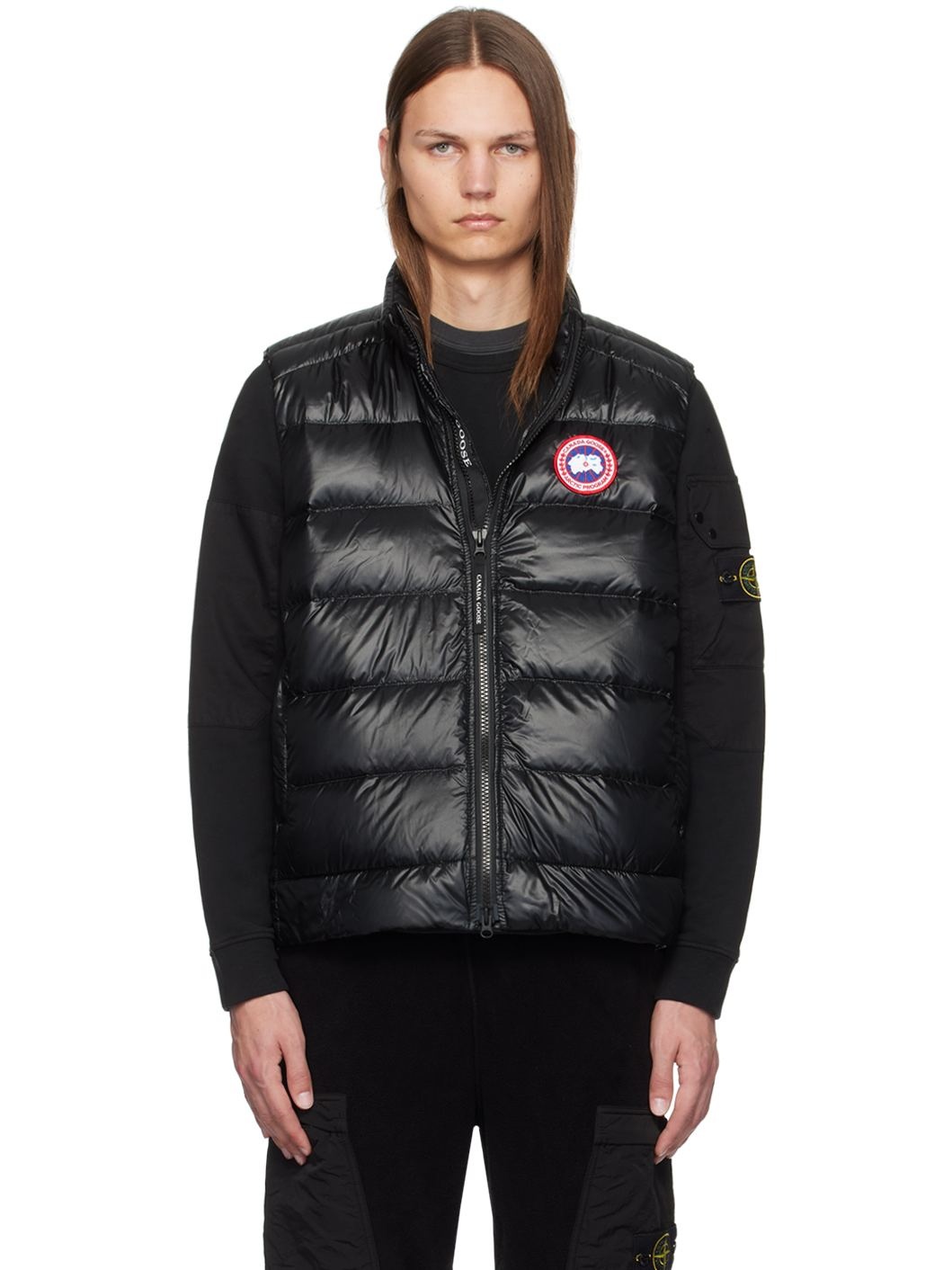 Black Crofton Down Vest - 1