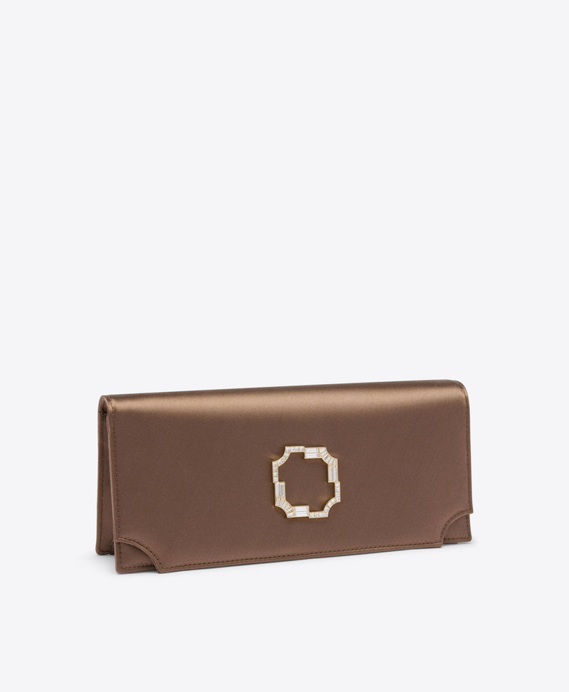 Vivien Taupe Satin Clutch Bag 3