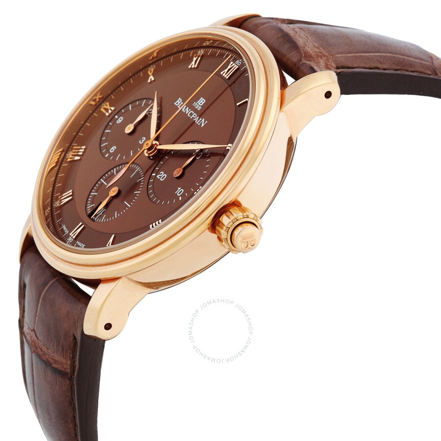 Blancpain Villeret Single Pusher Chronograph Men's Automatic Brown Dial Watch 6185-3646-55B - 2