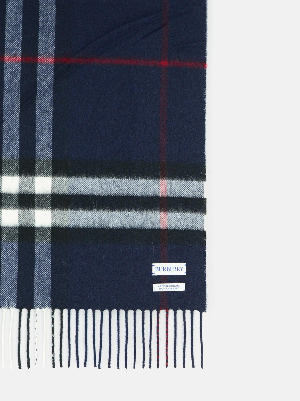 'MU GIANT CHECK' NAVY CASHMERE SCARF - 3