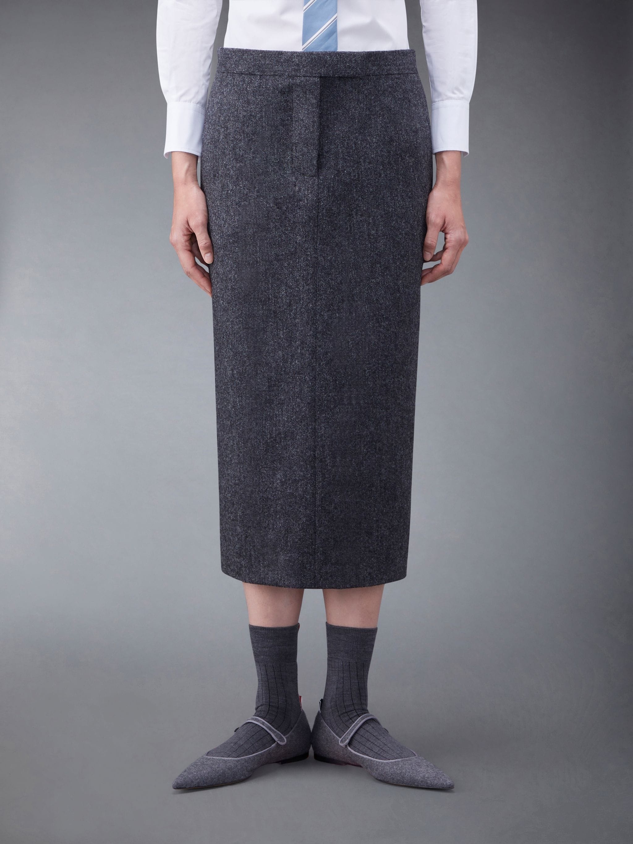 Donegal Tweed Low Rise Calf Length Pencil Skirt - 1