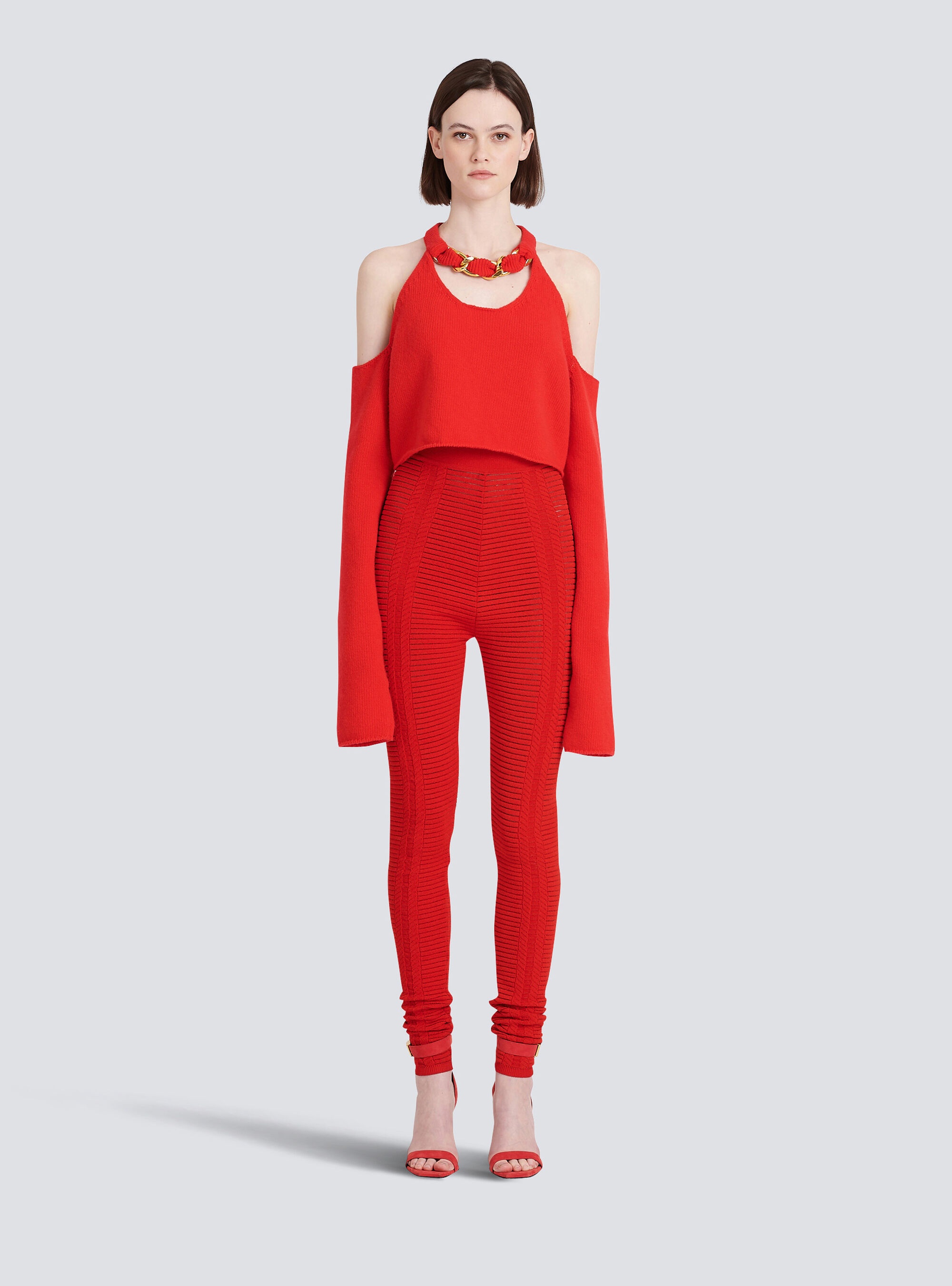 Cropped knit sweater - 3