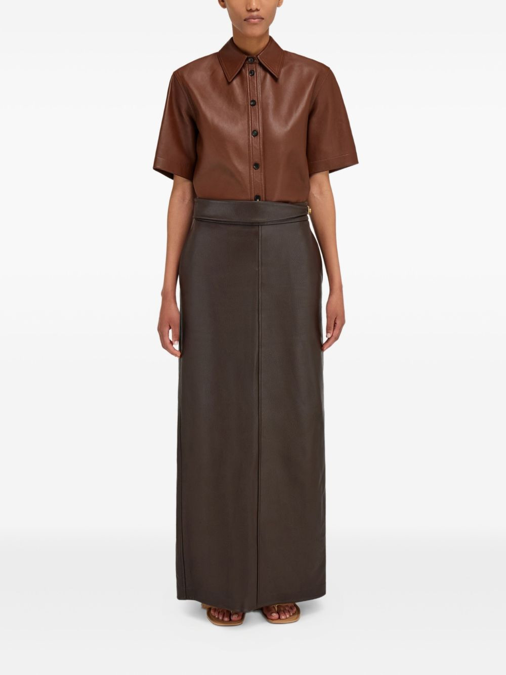 leather slit maxi skirt - 2