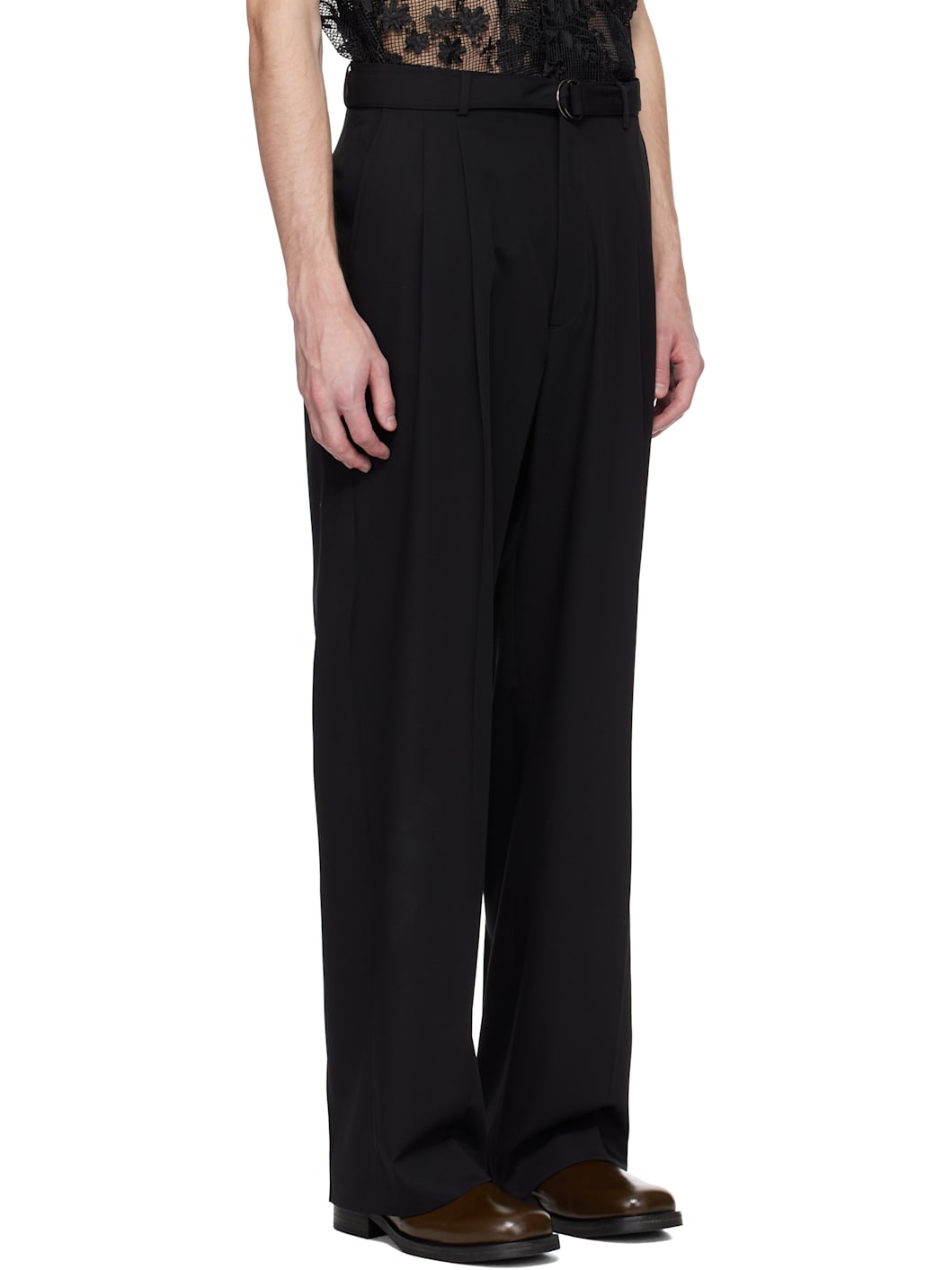 Black Omari Double Pleated Trousers - 2