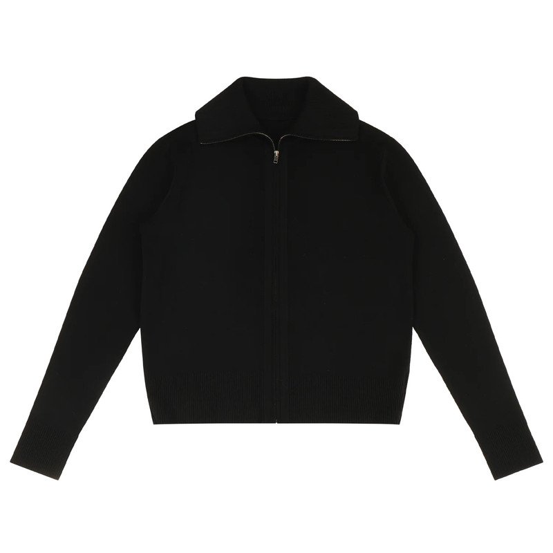 KNIT ZIP UP JACKET BLACK 1