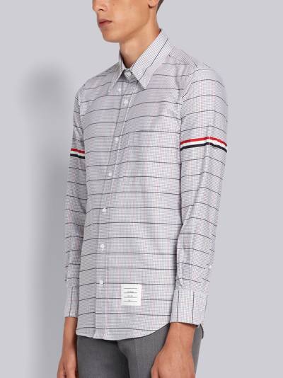 Thom Browne Medium Grey Oxford Cotton Windowpane University Check Straight Fit Long Sleeve Shirt outlook