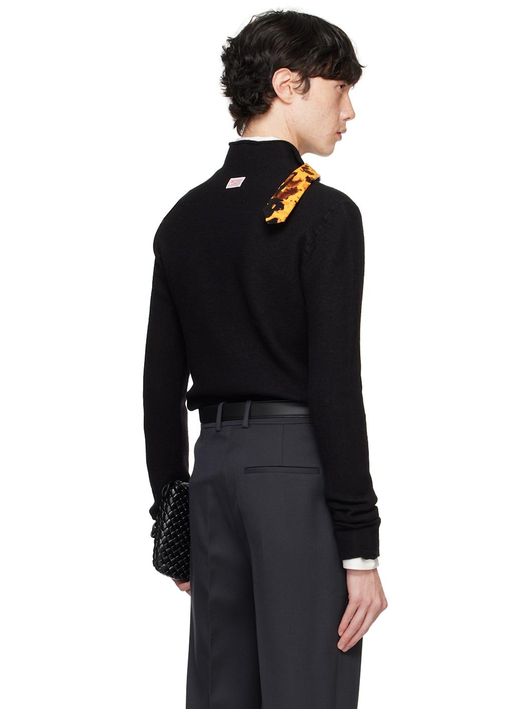 Black Felted Wool Turtleneck - 3