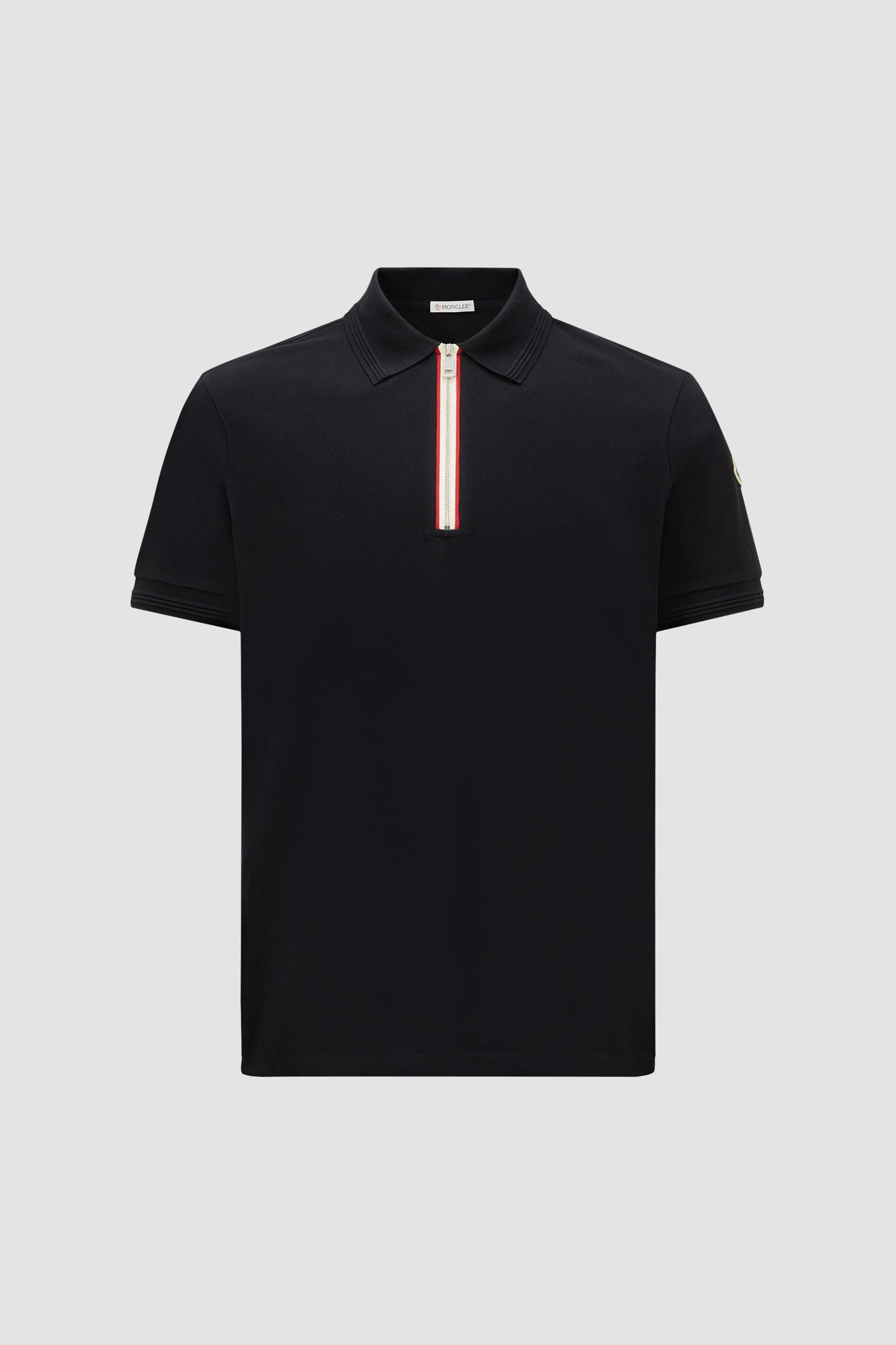 Tricolor Trim Cotton Piquet Polo Shirt - 1