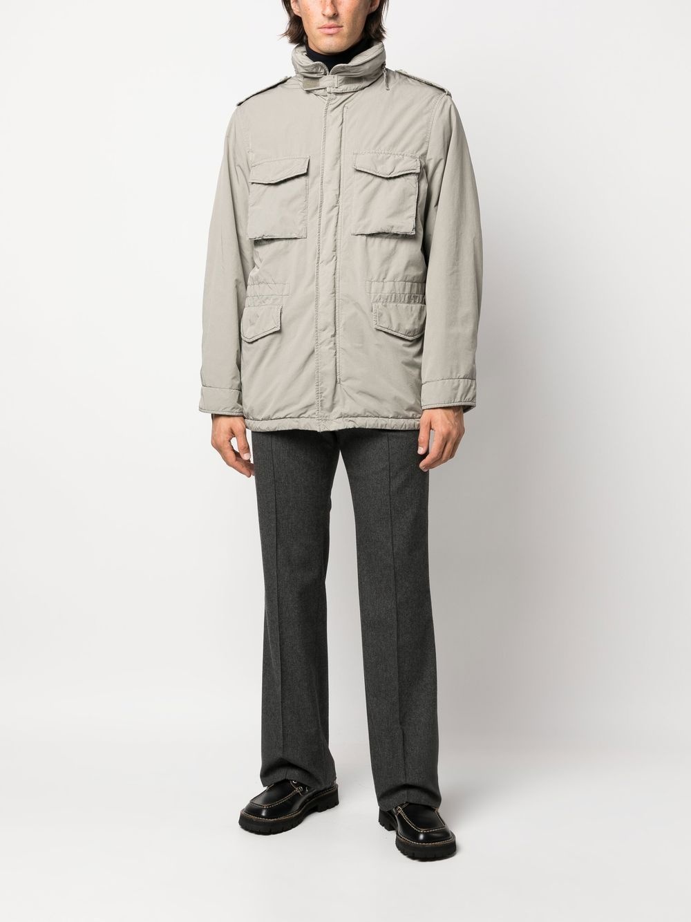 cargo-pocket hooded coat - 2