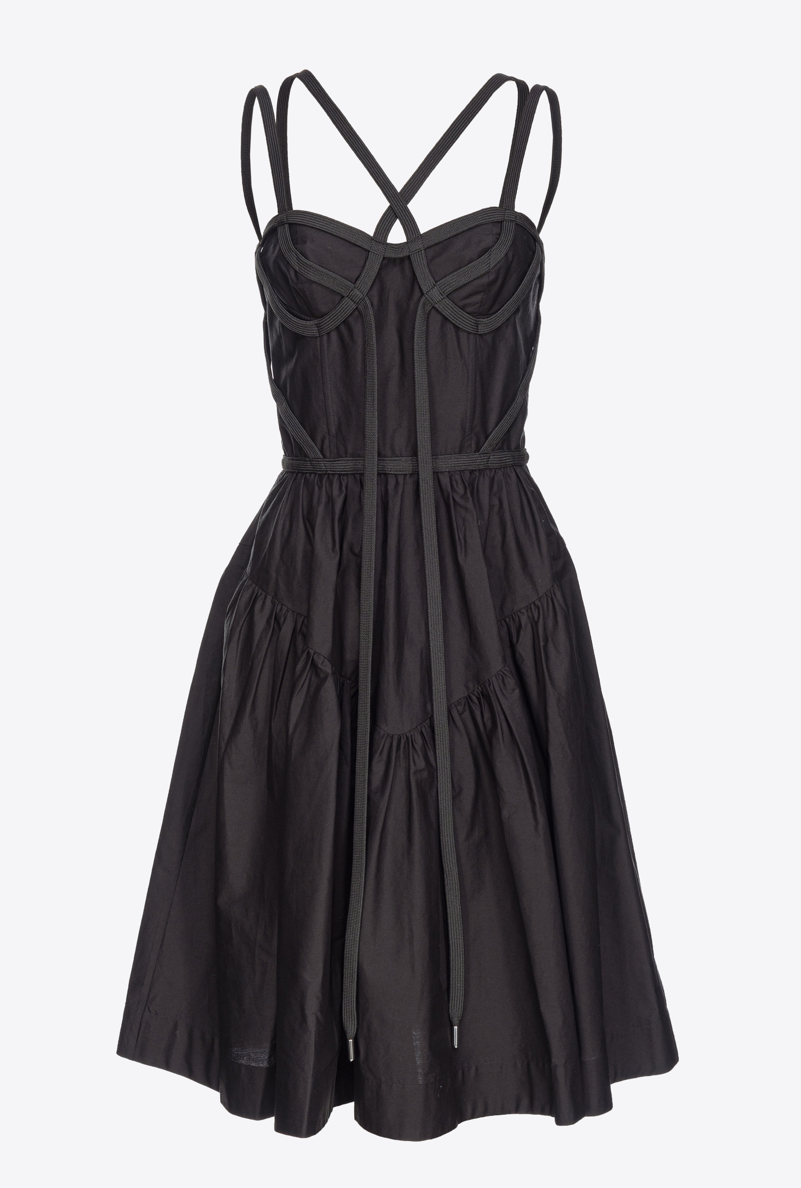 POPLIN DRESS WITH BUSTIER LACING - 1