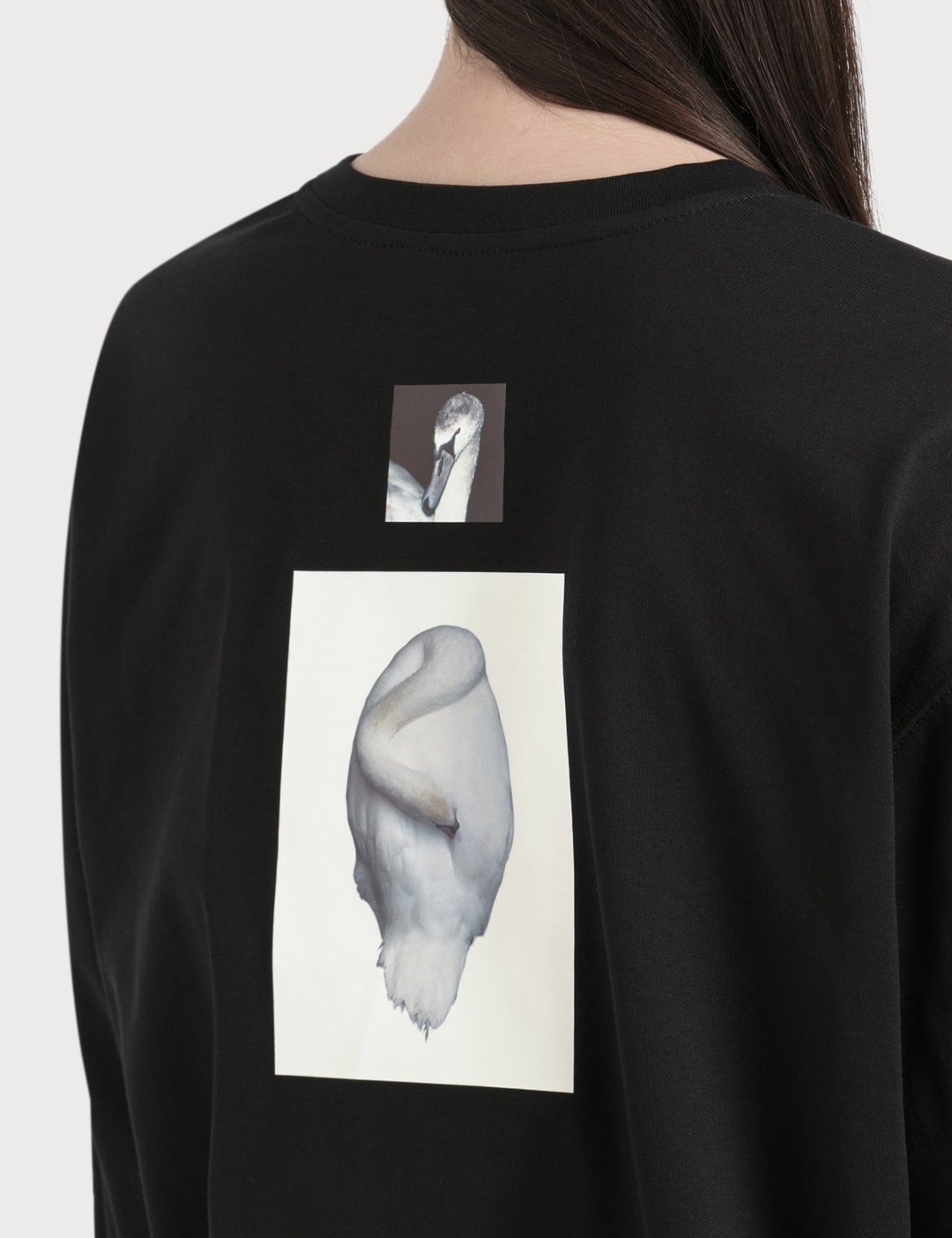 CUT-OUT PANEL SWAN PRINT COTTON OVERSIZED TOP - 8