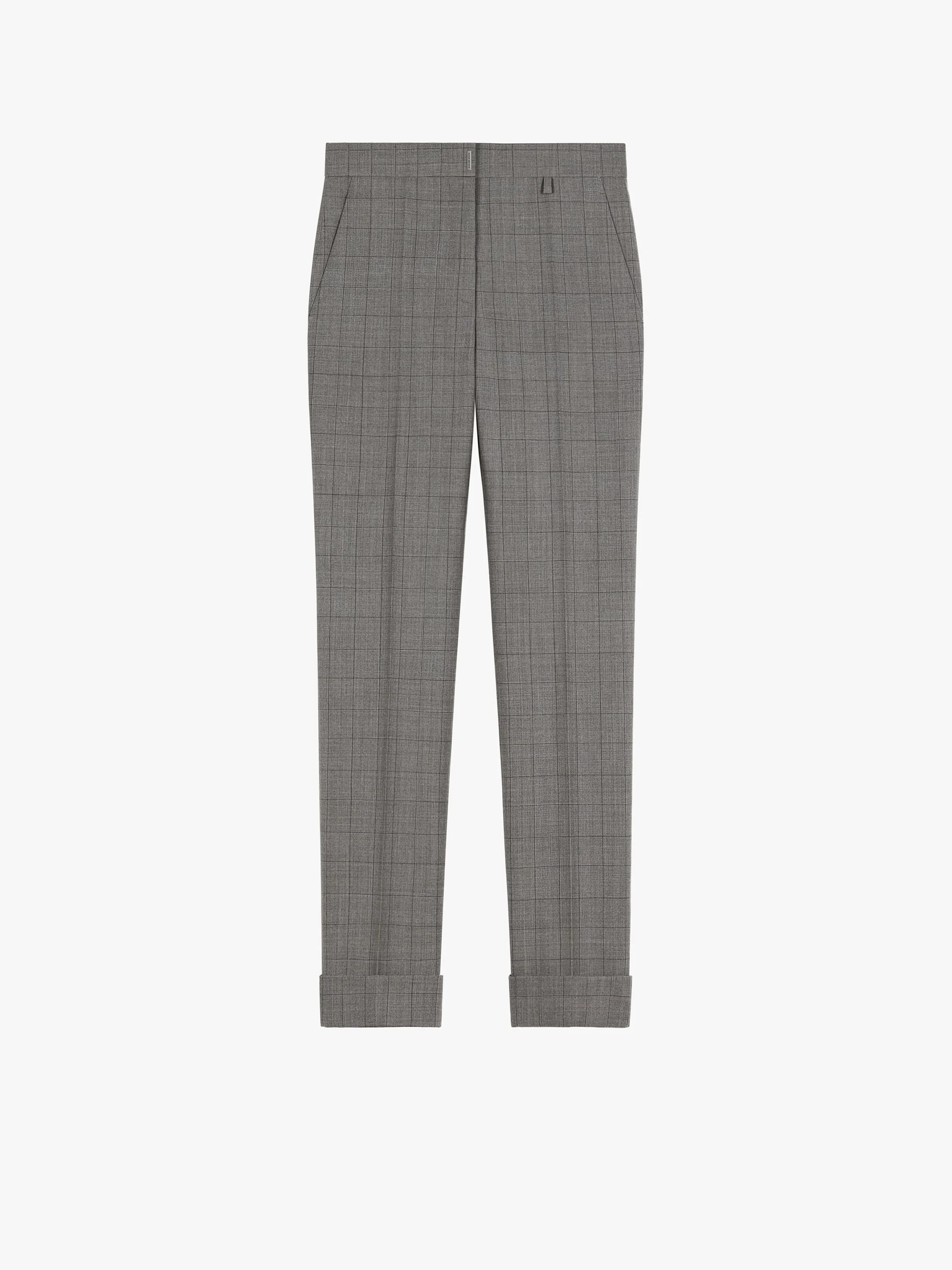 SLIM FIT PANTS IN CHECKED WOOL - 1