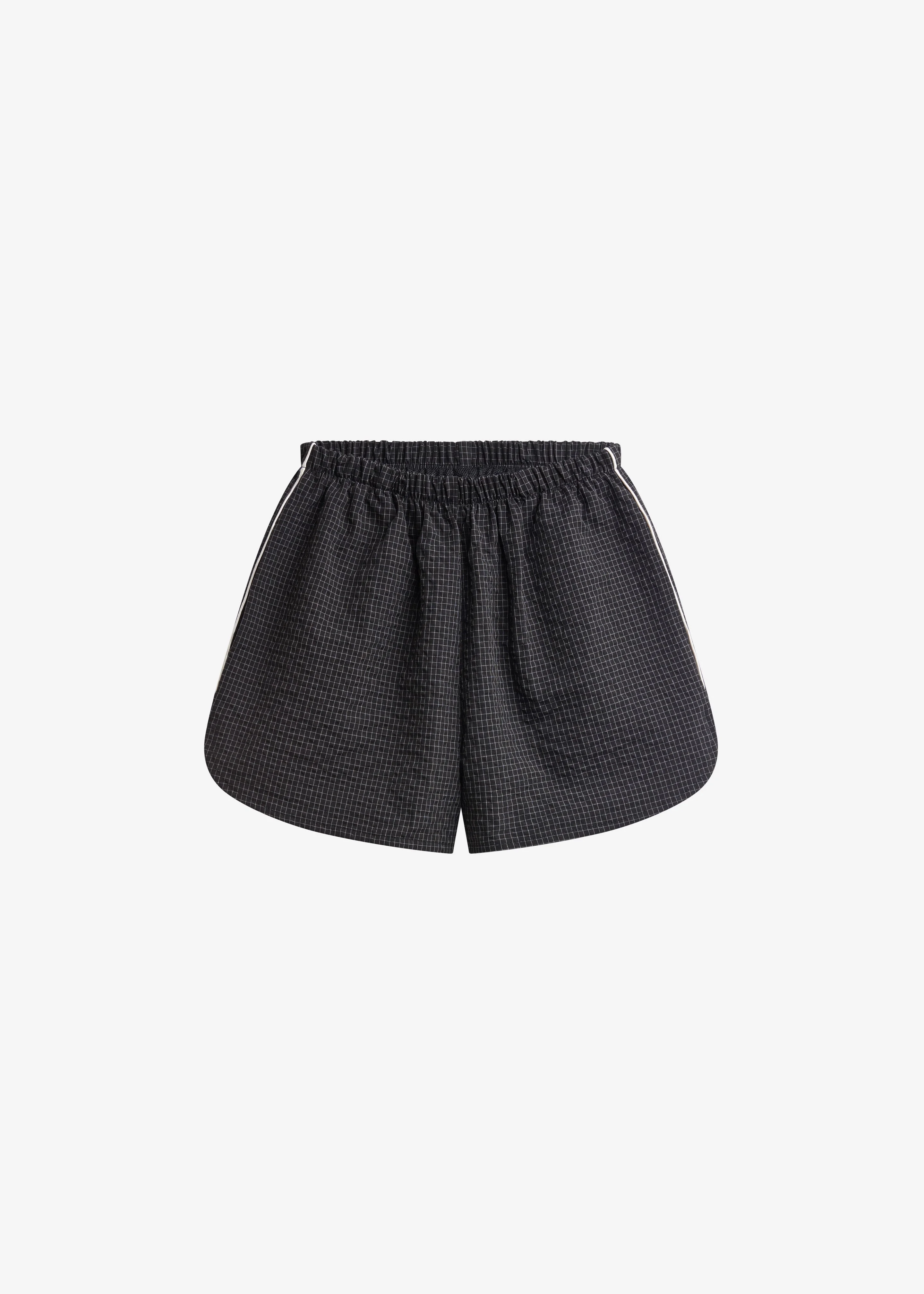 Arizona Seersucker Track Shorts - Checked Black - 1