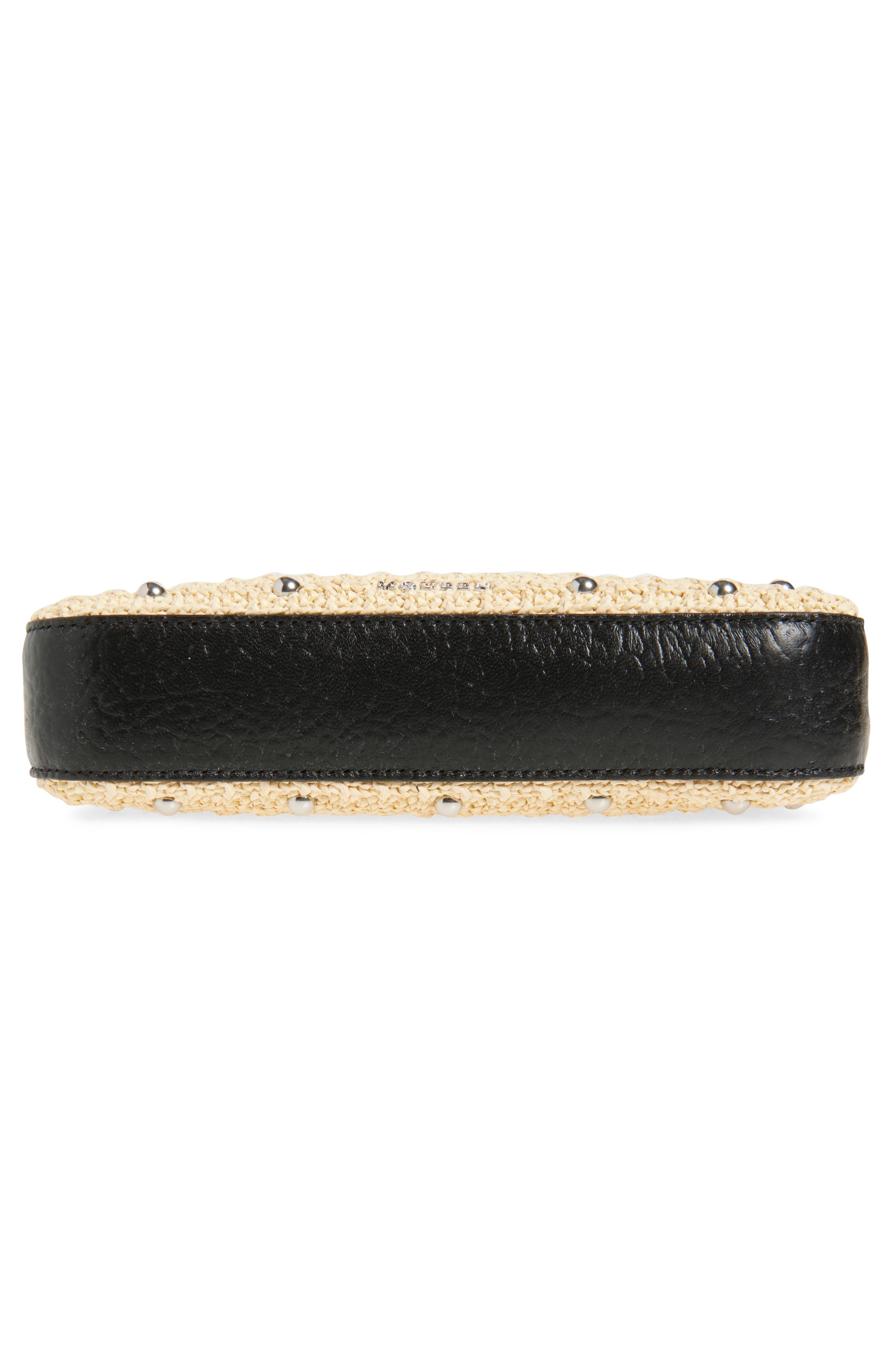 McQueen Mini T-Bar Studded Faux Raffia Pouch in Natural/Black/Silver at Nordstrom - 7