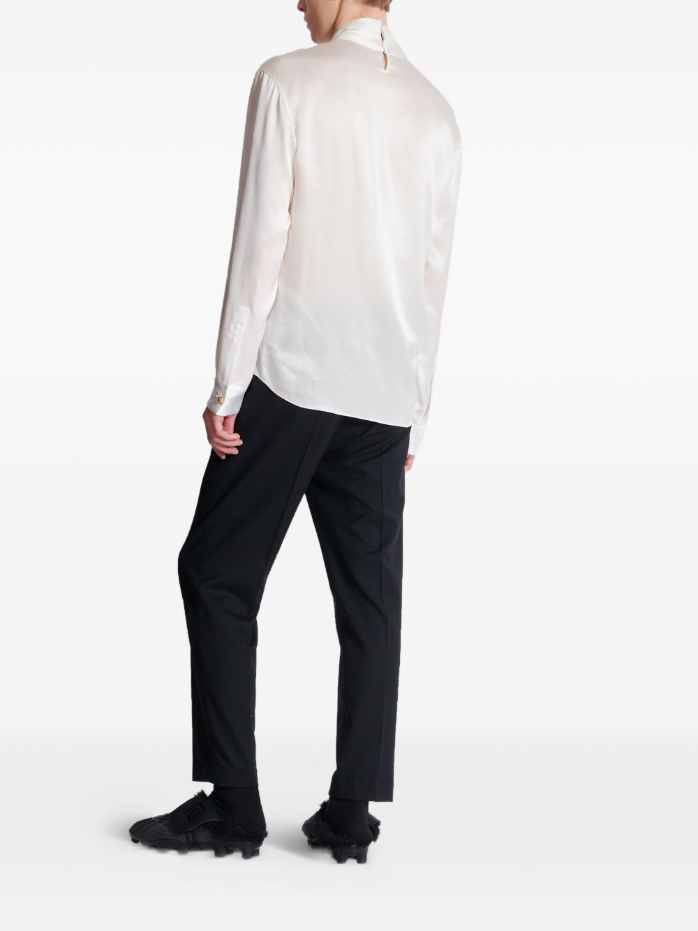 draped silk shirt - 3