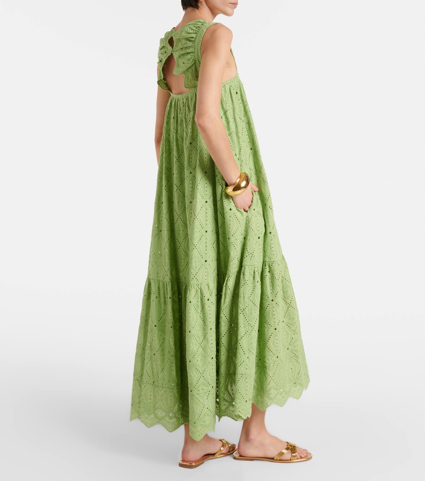 Embroidered cotton-blend maxi dress - 3