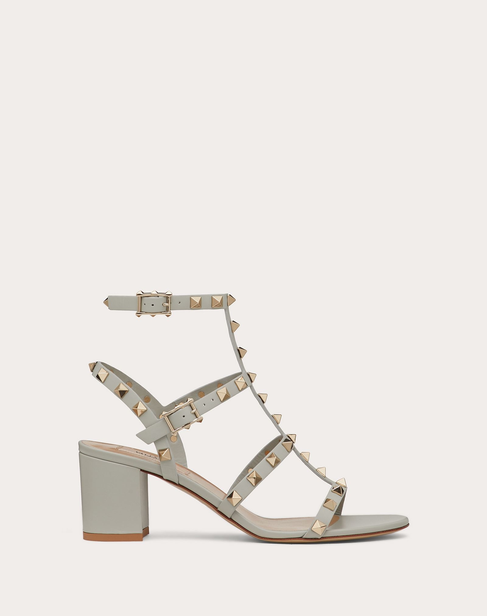 Rockstud Calfskin Ankle Strap Sandal 60 mm - 1