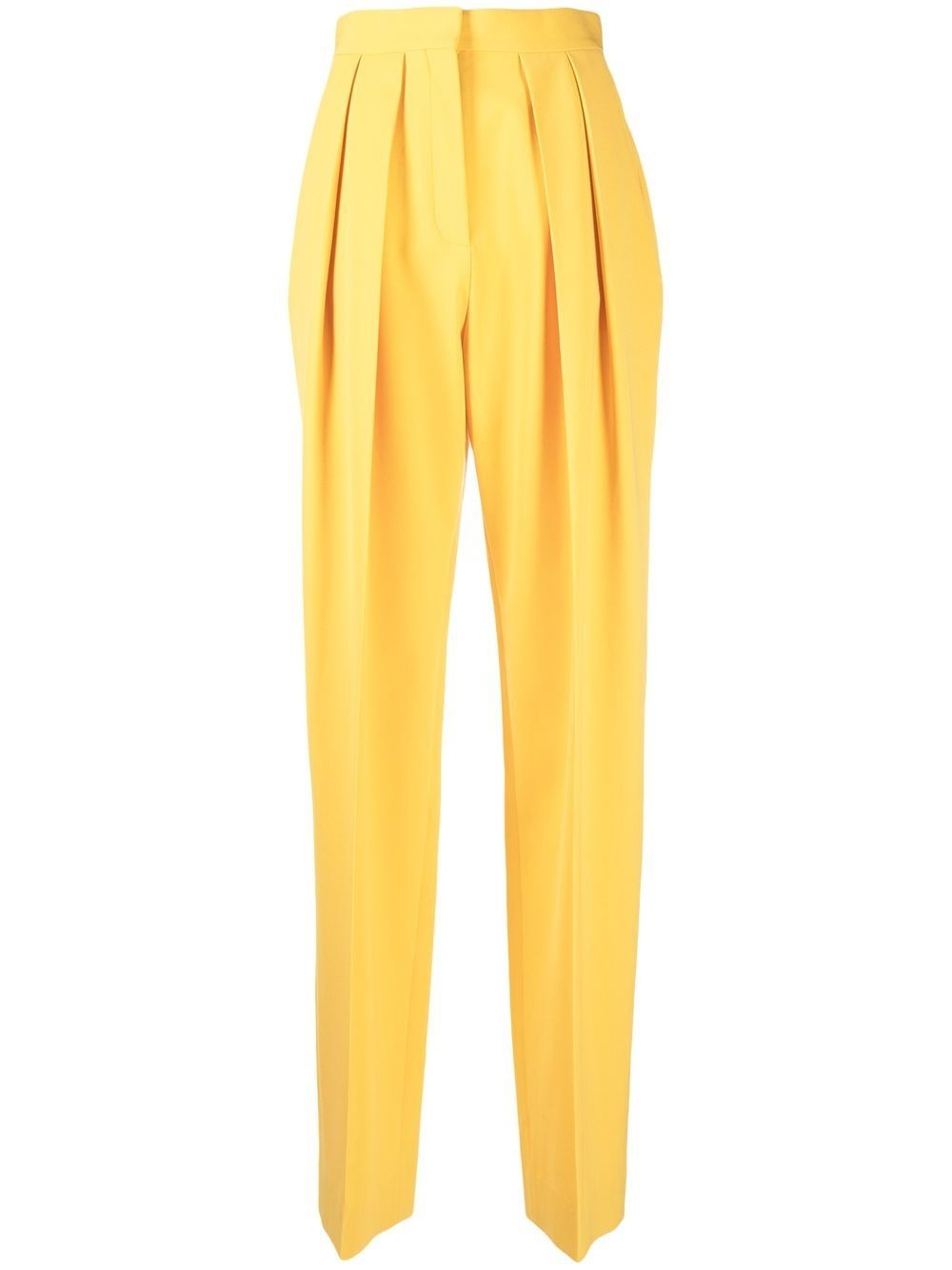 pleated straight-leg trousers - 1