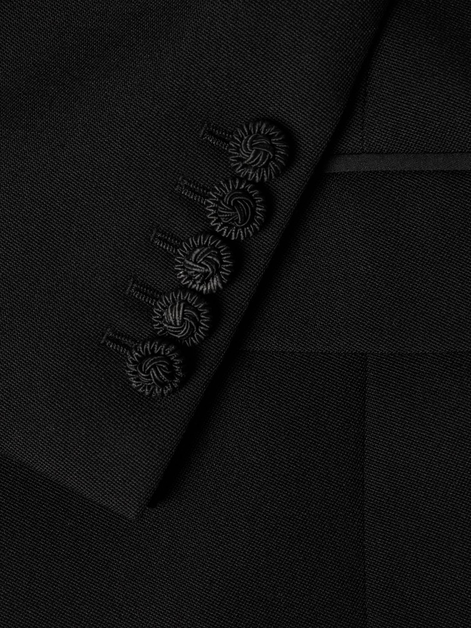 Shawl-Collar Satin-Trimmed Grain de Poudre Wool Tuxedo Jacket Black - 4