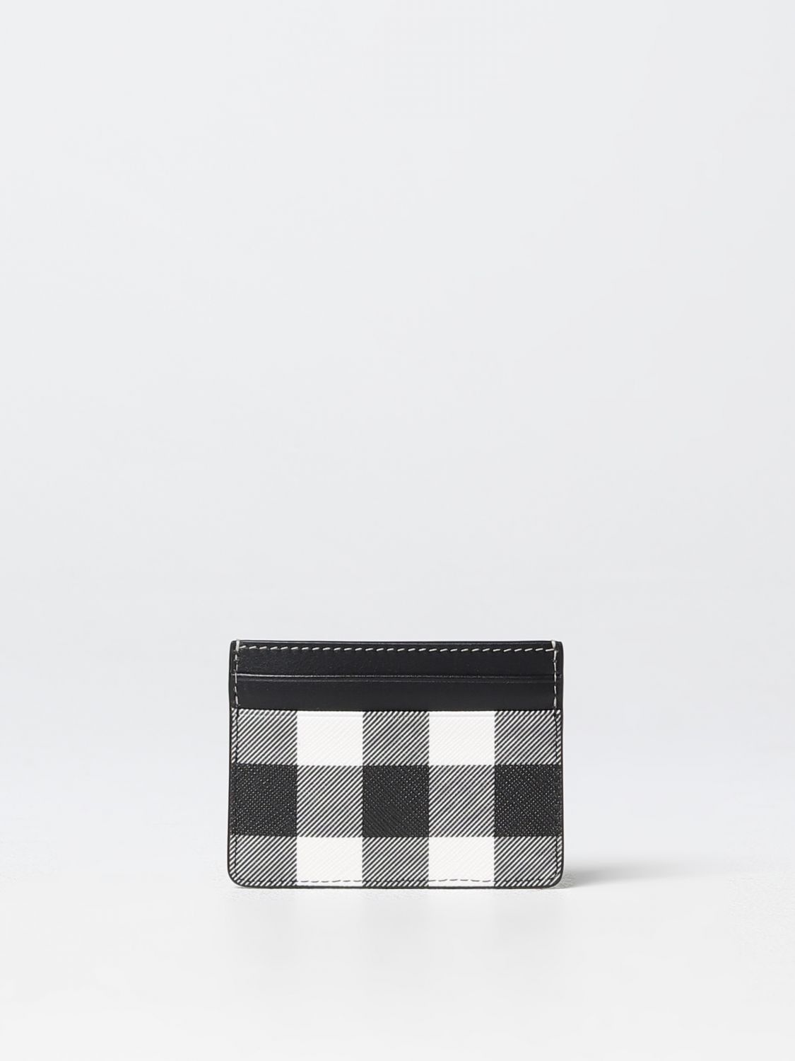 BURBERRY: coin purse in leather and coated fabric - Beige