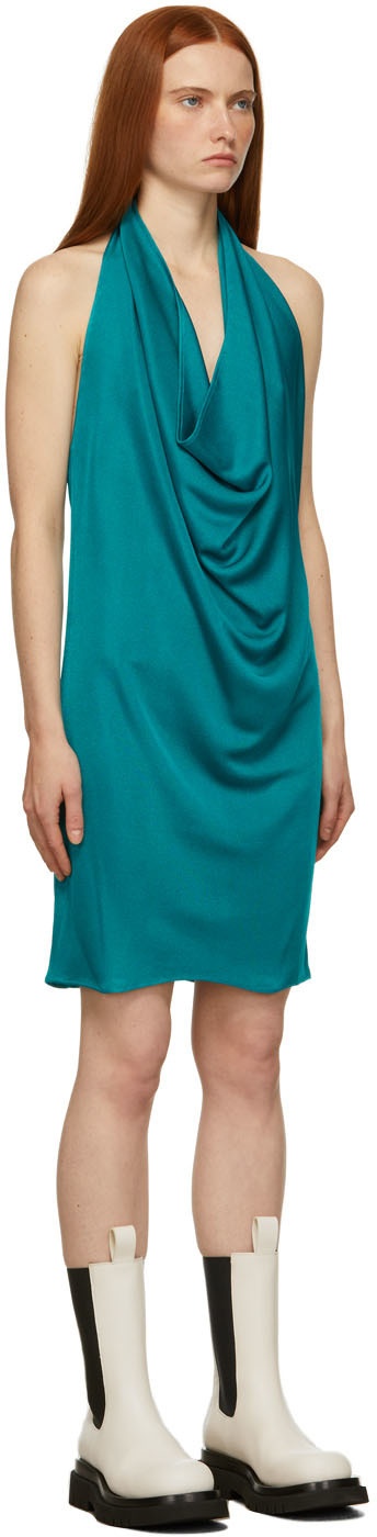 Blue Knit Shine Dress - 4