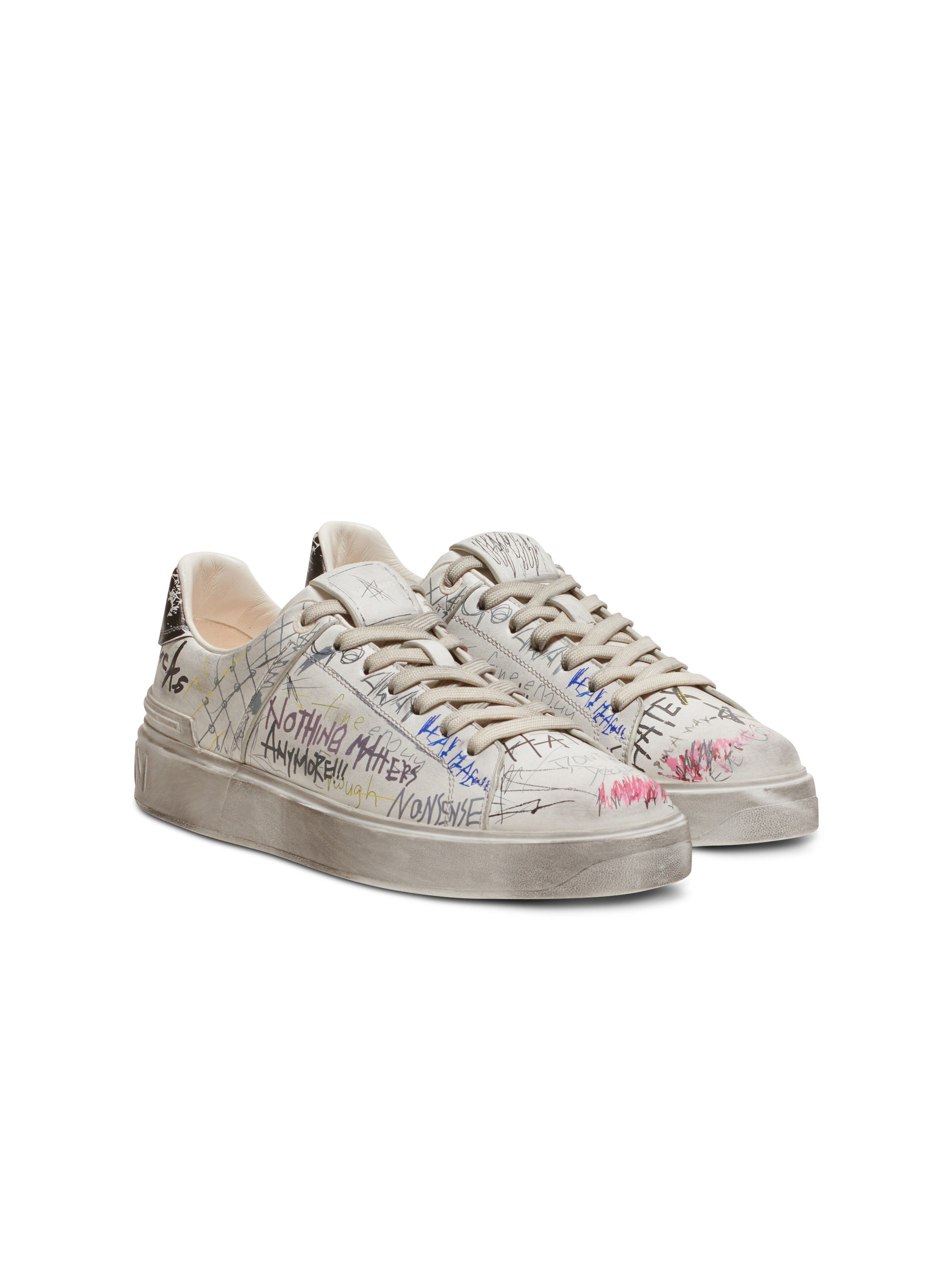 Leather graffiti print B-Court sneakers - 2