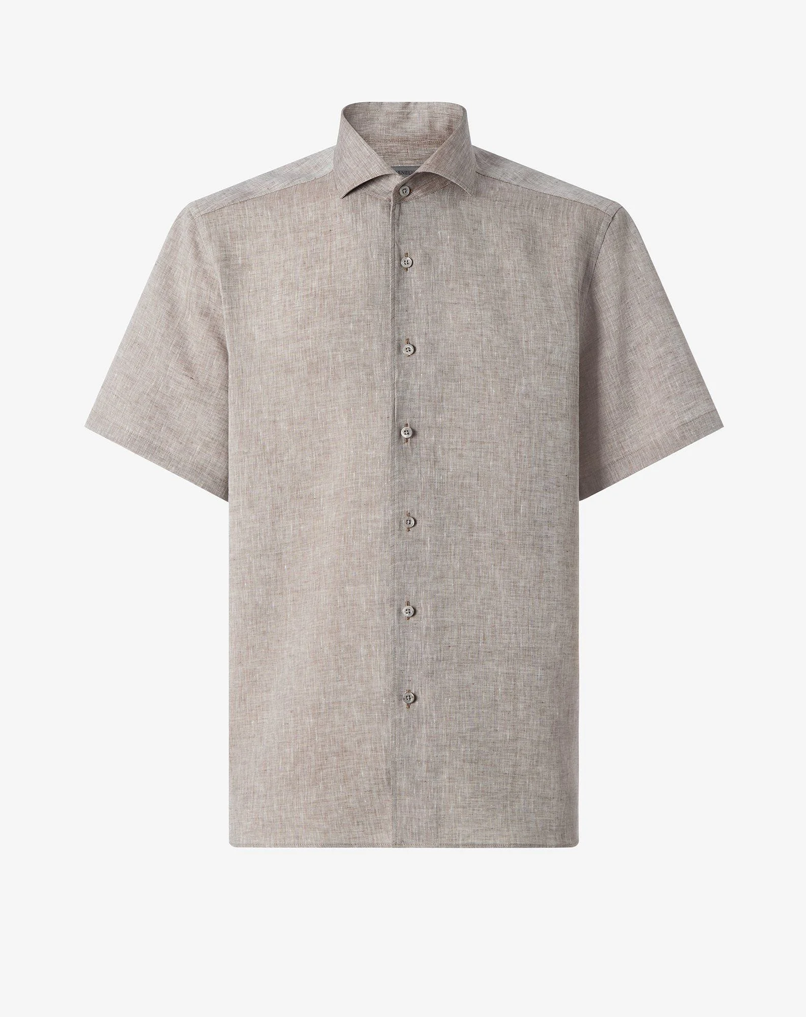 Beige chambray linen shirt - 1