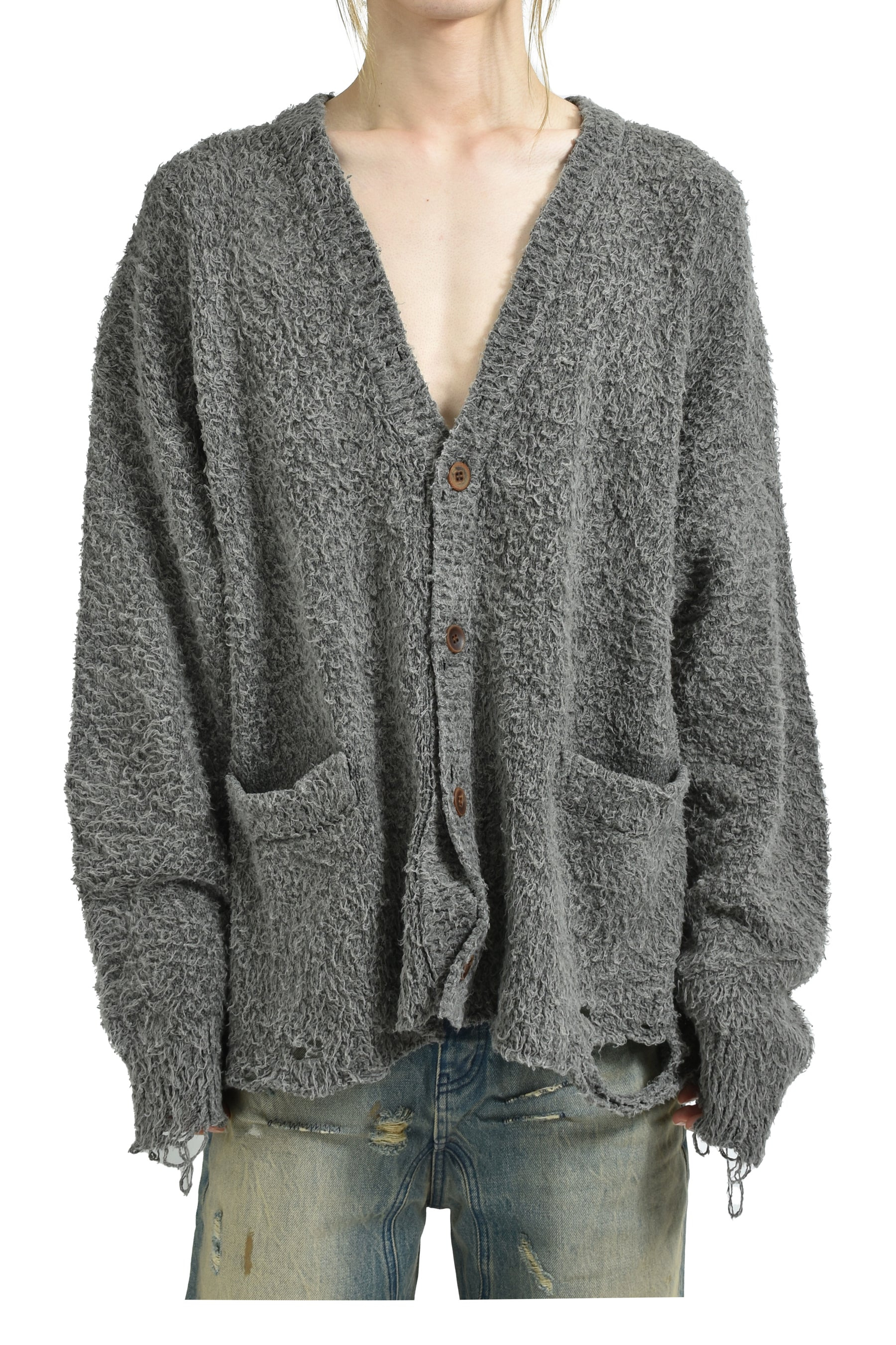BACKBONE KNIT CARDIGAN / GRY - 1