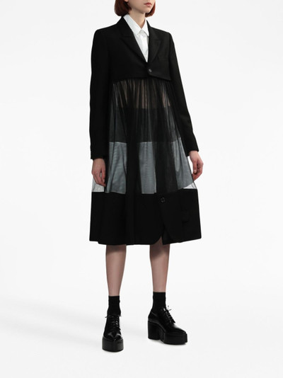 Noir Kei Ninomiya sheer-panel mid-length coat outlook