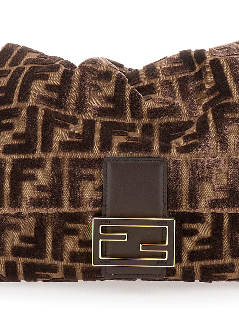 Fendi Women 'Mamma Baguette Medium' Brown Shoulder Bag With Ff Closure On The Front In Fabric Woman - 5