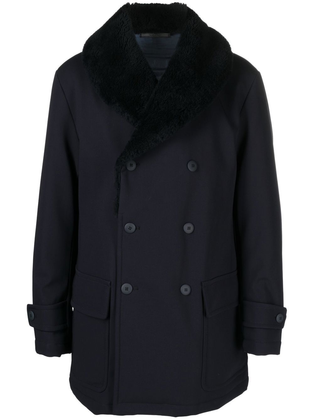 shawl-collar double-breasted coat - 1