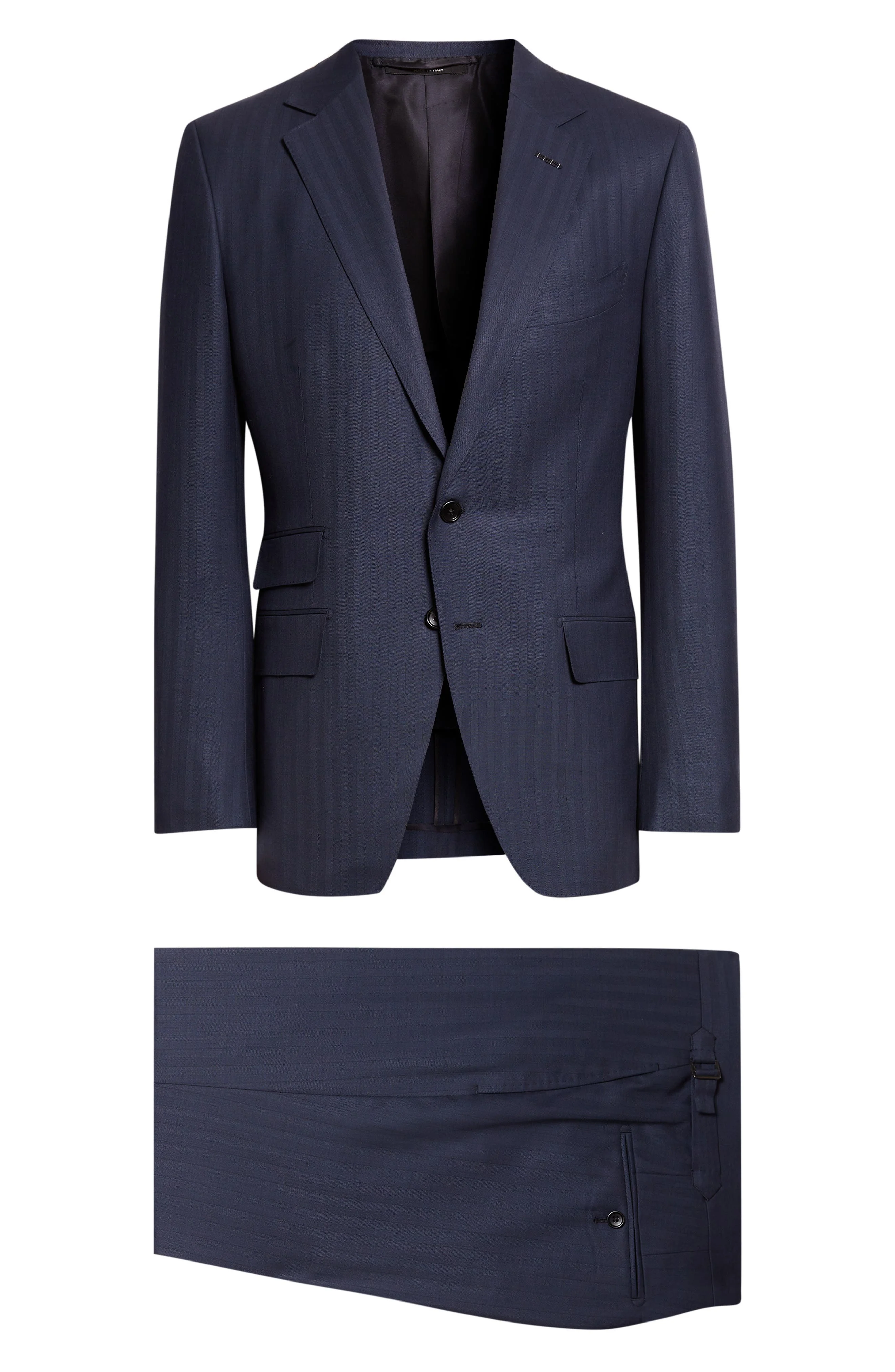 TOM FORD Wool Sharkskin Herringbone Suit in Navy at Nordstrom - 1