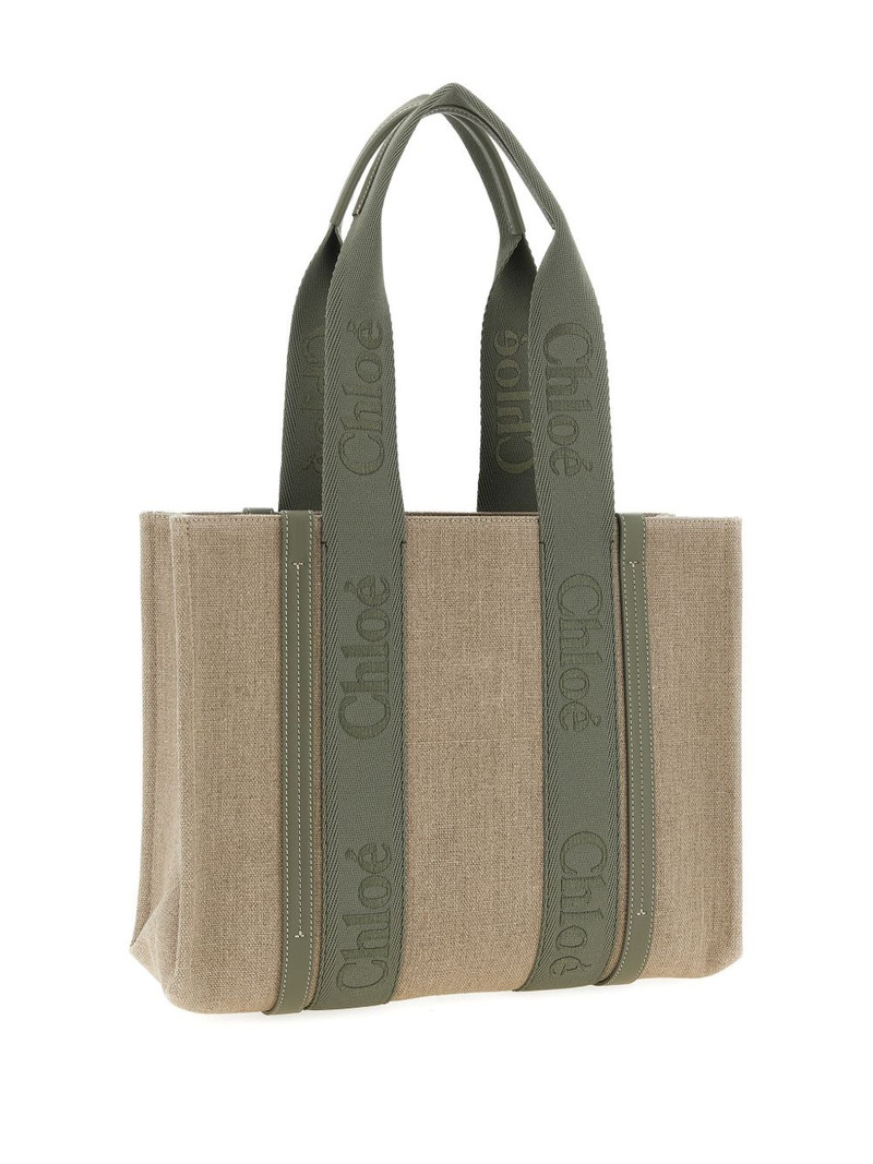 Chloé logo canvas leather woody shopping bag outlook