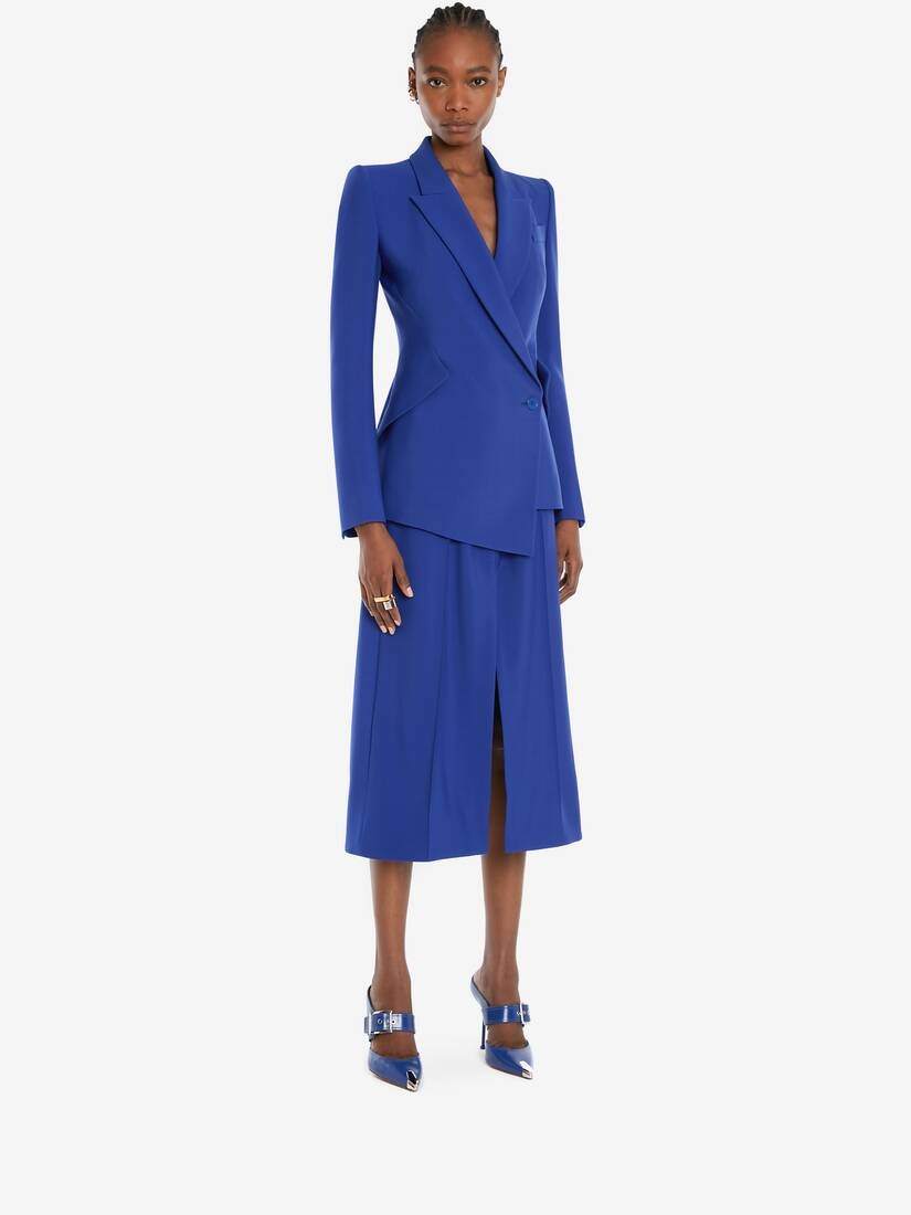 Wool A-line Skirt in Electric Blue - 3