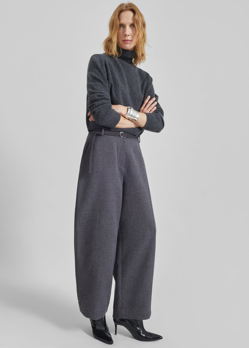 Sanve Tapered Leg Pants - Dark Grey Melange 5