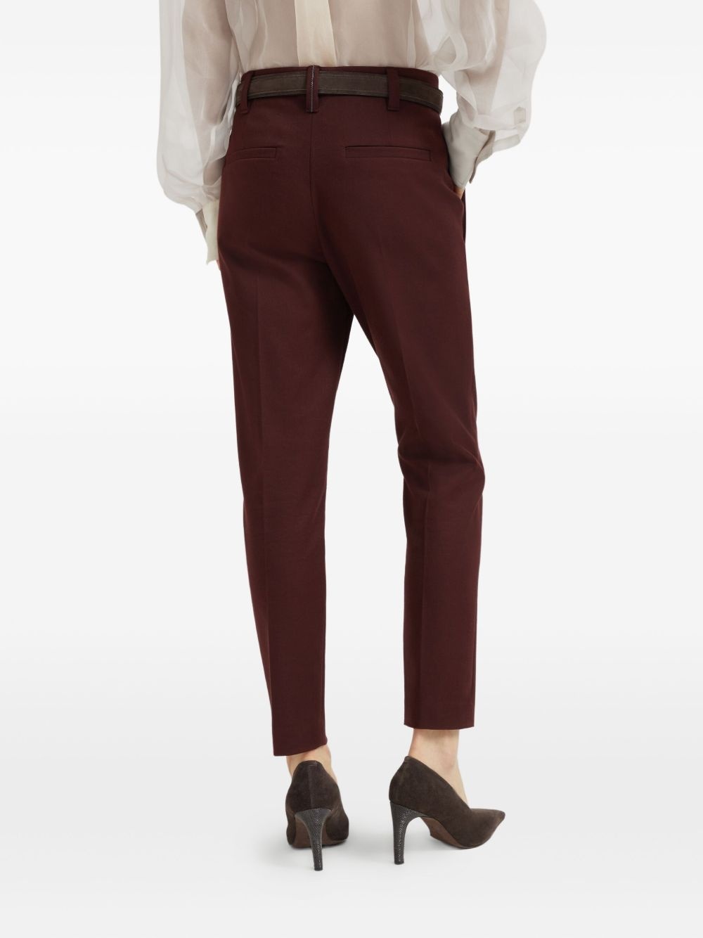 button-fastening stretch-cotton trousers - 4