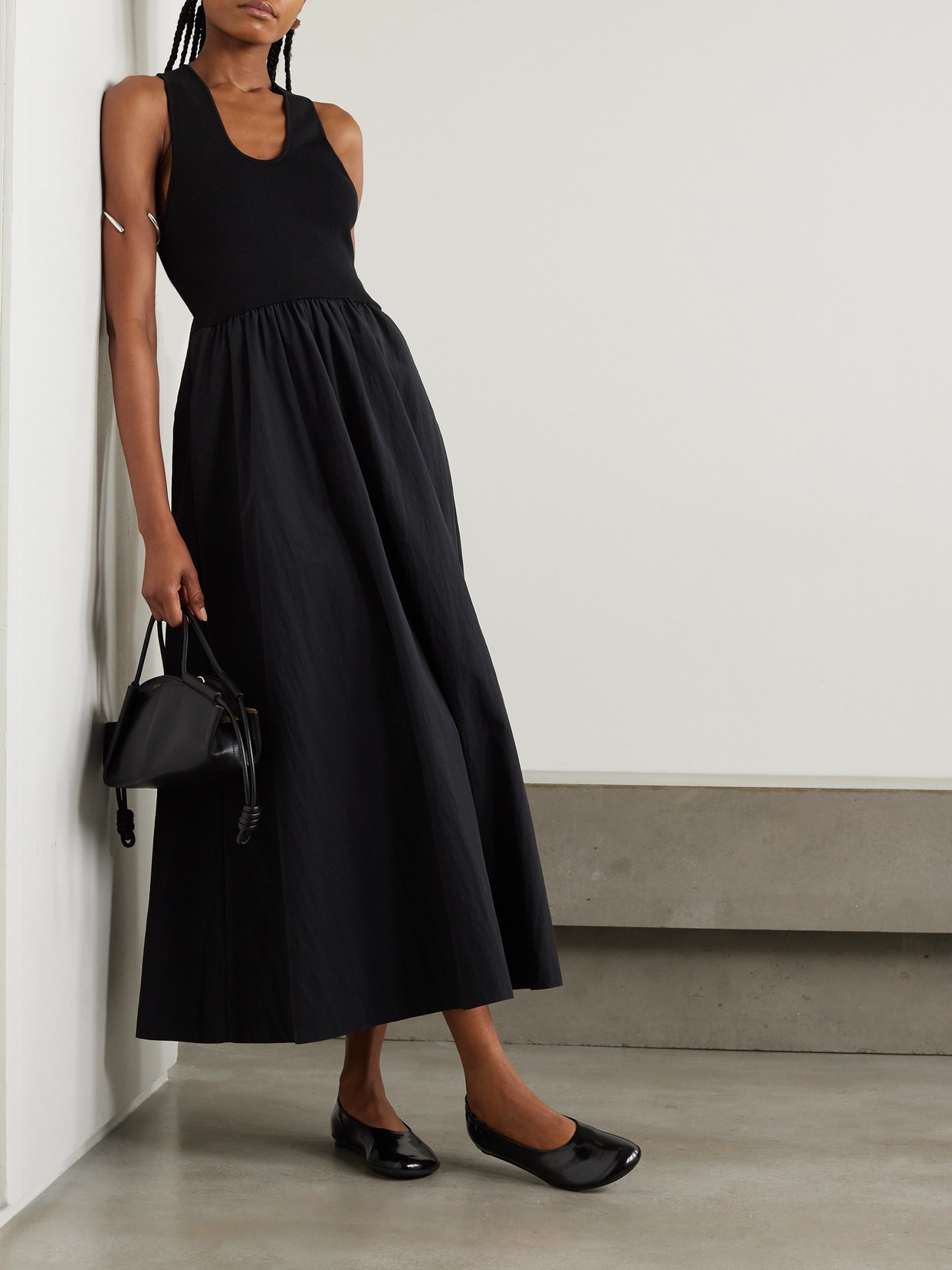 Ribbed-knit And Poplin Maxi Dress - 2