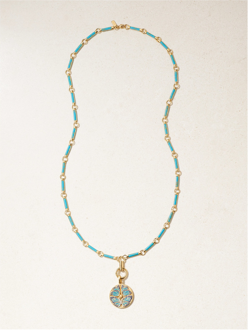 Reverie Element 18-karat Gold And Enamel Multi-stone Necklace 4