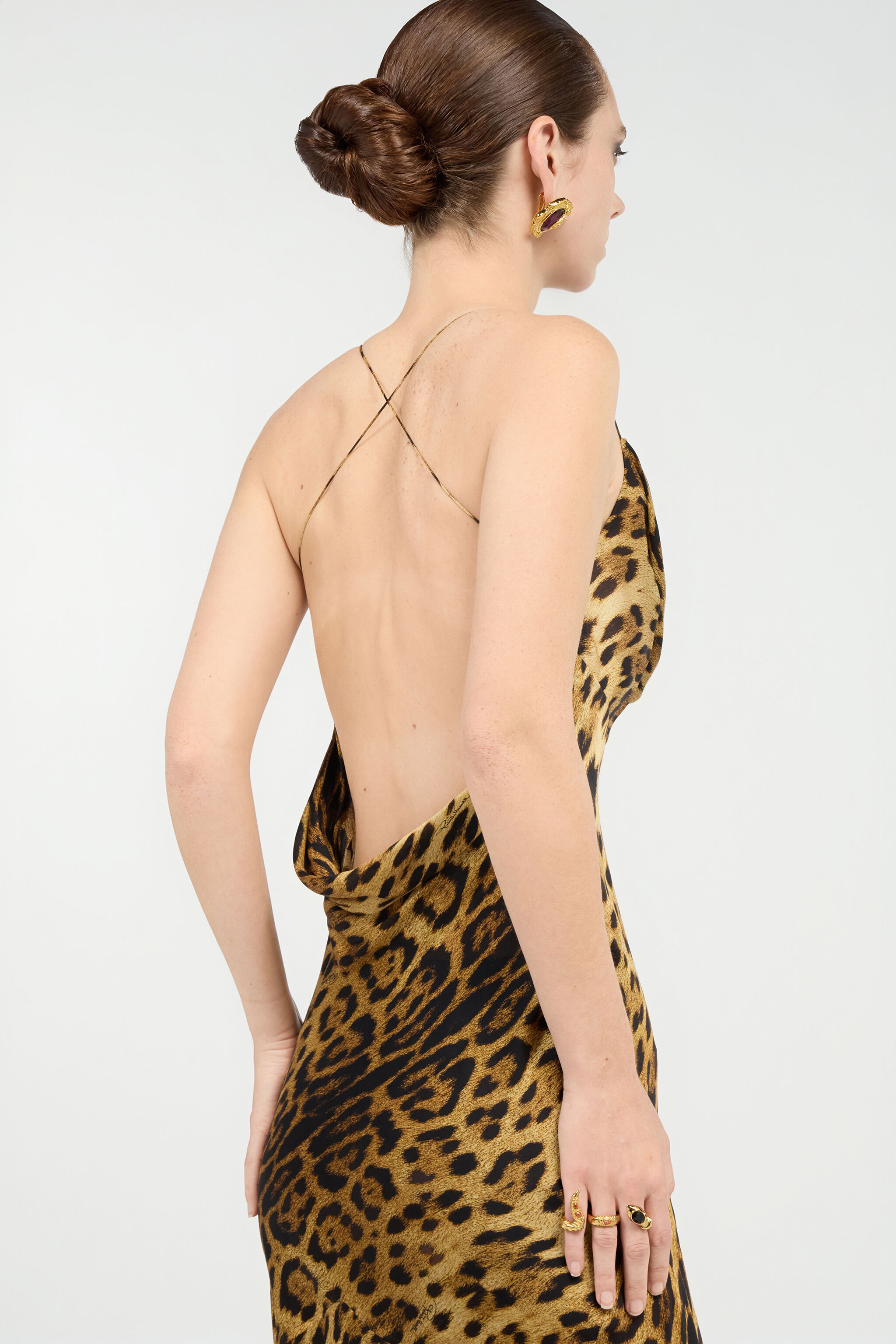 Long Silk Dress With Jaguar Skin Print - 7