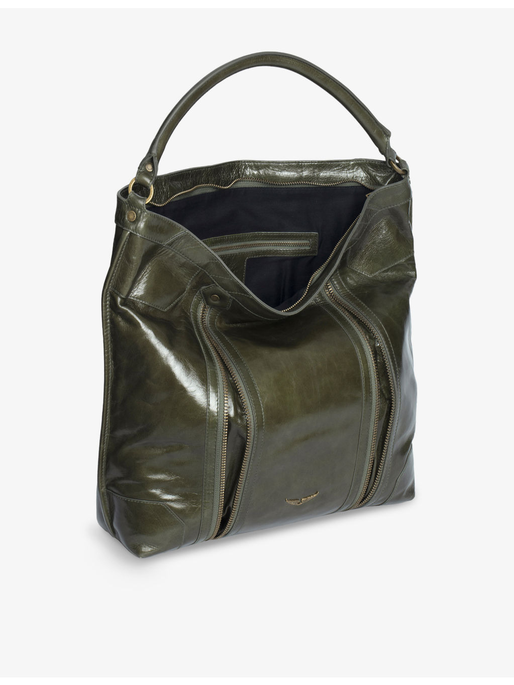 Sunny Zip-Embellished Leather Shoulder Bag - 5